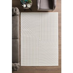 Özel Tasarım Krem Kolay Temizlenebilir, Kaymaz Tabanlı Şık Oturma Odası Ve Salon Halısı 120x170 cm