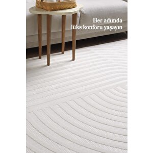 Özel Tasarım Krem Kolay Temizlenebilir, Kaymaz Tabanlı Şık Oturma Odası Ve Salon Halısı 120x170 cm