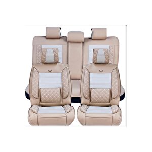Hyundai İ30 Eski Lüx Deri Oto Koltuk Kılıfı Ön Arka Takım Set Plus Bej Bej