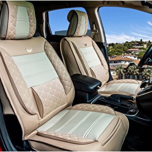 Jeep Grand Cheroke Yeni Lüx Deri Oto Koltuk Kılıfı Ön Arka Takım Set Plus Bej Bej