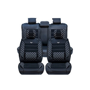 Ford Eco Sport Lüx Deri Oto Koltuk Kılıfı Ön Arka Takım Set Plus Siyah Beyaz Siyah - Beyaz