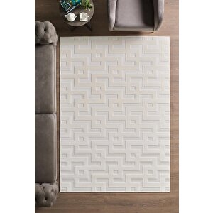 Özel Tasarım Krem Sisal Halı  Kolay Temizlenebilir, Kaymaz Tabanlı Şık Oturma Odası Ve Salon Halısı 160x230 cm