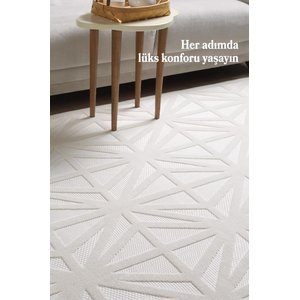 Sisal Krem Oturma Odası Halısı Kolay Temizlenebilir Yumuşak Dokulu Ve Kaymaz Taban Şık Salon Halısı 160x230 cm