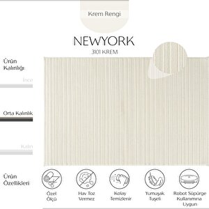 Cool Halı Newyork 3101 Krem Yumuşak Tuşeli Halı Kilim Salon Koridor Kesme Yolluk Dokuma Makine Halı