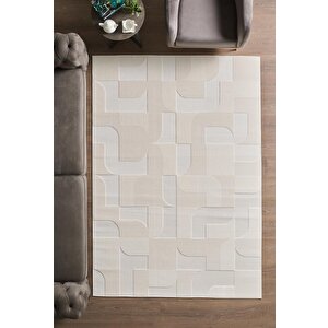 Özel Tasarım Krem Sisal Halı  Kolay Temizlenebilir, Kaymaz Tabanlı Şık Oturma Odası Ve Salon Halısı 160x230 cm