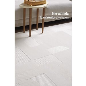 Özel Tasarım Krem Sisal Halı  Kolay Temizlenebilir, Kaymaz Tabanlı Şık Oturma Odası Ve Salon Halısı 160x230 cm