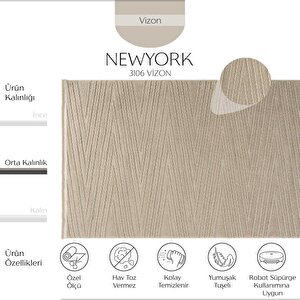 Newyork 3106 Vizon Yumuşak Tuşeli Halı Kilim Salon Koridor Kesme Yolluk Dokuma Makine Halı 40x60 cm