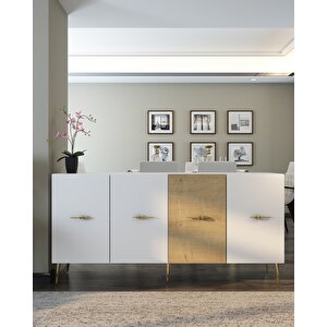 Fantasya Konsol Tv Sehpası Çok Amaçlı Dolap 150 Cm Beyaz Meşe
