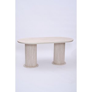 Bohem Traverten Boyalı Highgloss Mdf Yemek Masası 90*170 Bej