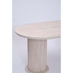 Bohem Traverten Boyalı Highgloss Mdf Yemek Masası 90*170 Bej