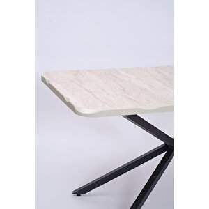 Kütük Mdf Boyalı Lak Panel Mutfak Yemek Masası 90x160 Bej