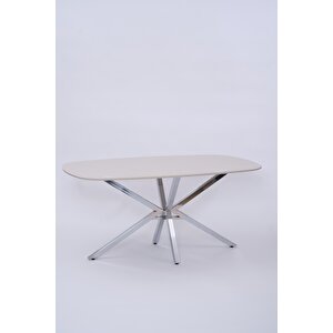 Çapraz Kum Beji High Gloss Yemek Masası 90*160 Cm Gri