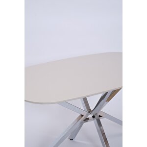 Çapraz Kum Beji High Gloss Yemek Masası 90*160 Cm Gri