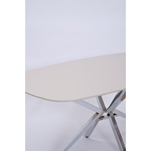 Çapraz Kum Beji High Gloss Yemek Masası 90*160 Cm Gri