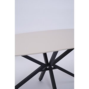 Çapraz Kum Beji High Gloss Yemek Masası 90*160 Cm Siyah