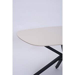 Çapraz Kum Beji High Gloss Yemek Masası 90*160 Cm Siyah