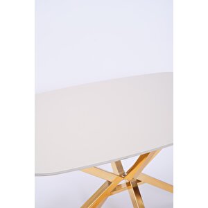 Çapraz Kum Beji High Gloss Yemek Masası 90*160 Cm Sarı