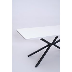 Kütük Mdf Boyalı Lak Panel Mutfak Yemek Masası 90x160 Beyaz