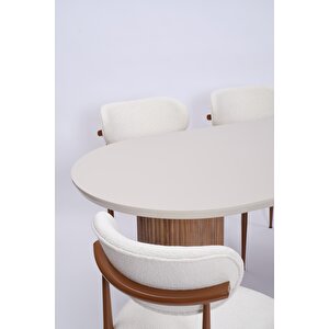Bohem Traverten Boyalı Highgloss Mdf Yemek Masası 90*170 Kayın