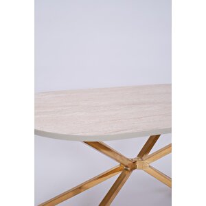 Bohem Metal Boyalı Mdf Lak Panel Yemek Masası 90x170 Bej