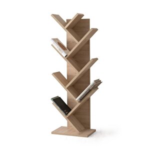 Modern Zikzak 10 Raflı Kitaplık 60x36x156 Bej
