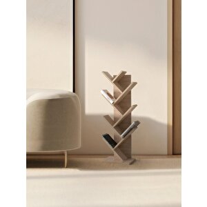 Modern Zikzak 10 Raflı Kitaplık 60x36x156 Bej