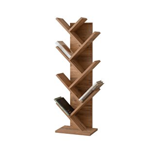 Modern Zikzak 10 Raflı Kitaplık 60x36x156 Ceviz