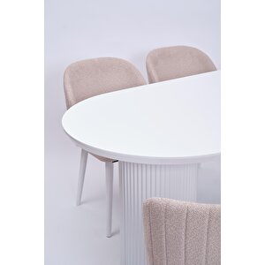 Bohem Boyalı Highgloss Mdf Yemek Masası 90*170 Beyaz