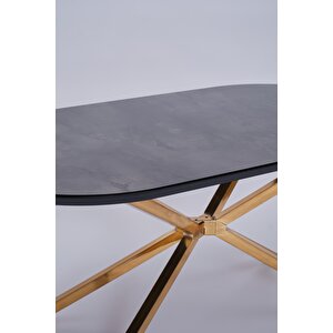 Bohem Metal Boyalı Mdf Lak Panel Yemek Masası 90x170 Siyah