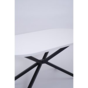 Bohem Metal Boyalı Mdf Lak Panel Yemek Masası 90x170 Beyaz