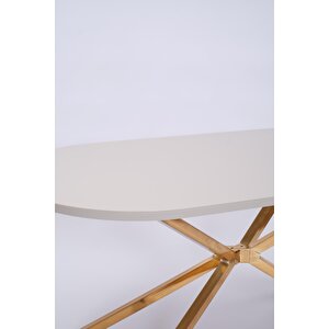 Bohem Metal Boyalı Mdf Lak Panel Yemek Masası 90x170 Krem