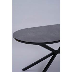 Bohem Metal Boyalı Mdf Lak Panel Yemek Masası 90x170 Siyah