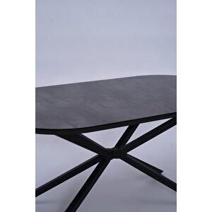 Bohem Metal Boyalı Mdf Lak Panel Yemek Masası 90x170 Siyah