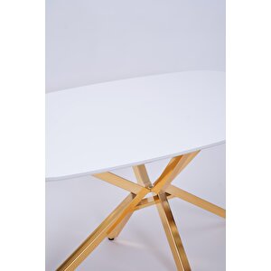 Çapraz Beyaz High Gloss Yemek Masası 90*160 Cm Sarı