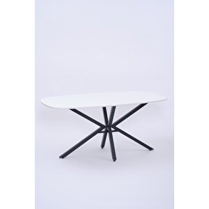 Çapraz Beyaz High Gloss Yemek Masası 90*160 Cm Siyah