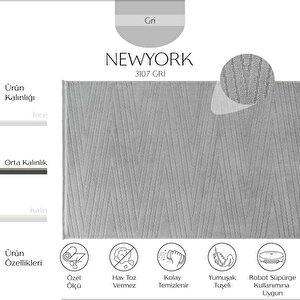 Newyork 3107 Gri Yumuşak Tuşeli Halı Kilim Salon Koridor Kesme Yolluk Dokuma Makine Halısı 80x300 cm