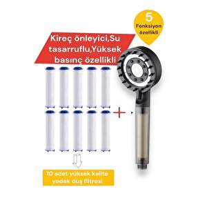 10 Adet Yüksek Kalite Yedek Filtreleri Siyah Su Tasarruflu Ve Kireç Önleyici Özellikli Duş Başlığı
