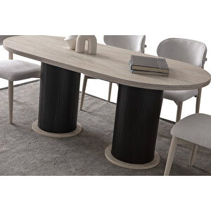 Traverten Oval 4 Sandalyeli Masa Takımı