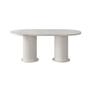 Edsy Home Mermer Desen Oval 4 Sandalyeli Masa Takımı