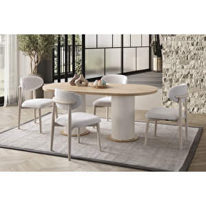 Safir Meşe Oval 4 Sandalyeli Masa Takımı