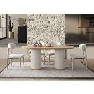 Safir Meşe Oval 4 Sandalyeli Masa Takımı