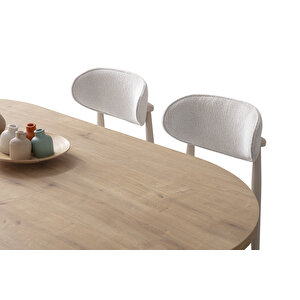 Edsy Home Safir Meşe Oval 4 Sandalyeli Masa Takımı