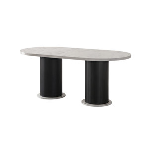 Edsy Home Mermer Desen Oval 4 Sandalyeli Masa Takımı