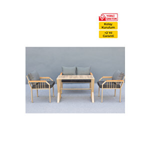 60x20 Grandluxe Lux Bahçe Seti 2 1 1 Masa - Cappuccıno