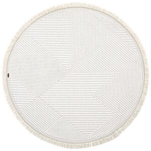 Vera 1454 Krem Halı Kilim Yumuşak Salon Halısı Mutfak Antre Yuvarlak Dokuma Makine Halısı 100x100 cm