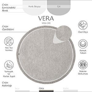 Cool Halı Vera 1456 Gri Halı Yumuşak Dokulu Salon Halısı Mutfak Antre Yuvarlak Dokuma Makine Halısı