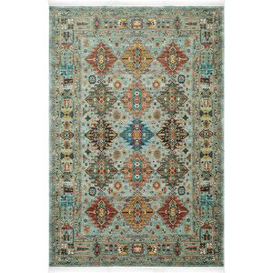 Vintage 06 Aqua Antik Desen Makinede Yıkanabilir Halı Kaymaz Dijital Baskı Mutfak Halısı 200x290 cm