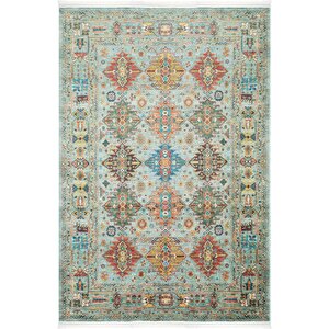 Vintage 06 Aqua Antik Desen Makinede Yıkanabilir Halı Kaymaz Dijital Baskı Mutfak Halısı 200x290 cm
