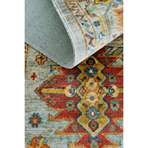 Cool Halı Vintage 06 Aqua Antik Desen Makinede Yıkanabilir Halı Kaymaz Dijital Baskı Mutfak Halısı