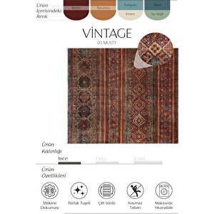 Cool Halı Vintage 05 Multi Antik Desen Makinede Yıkanabilir Halı Kaymaz Dijital Baskı Mutfak Halısı